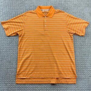 Adidas CLIMALITE Golf Shirt Men Medium M Orange Striped 100% Polyester Golfing
